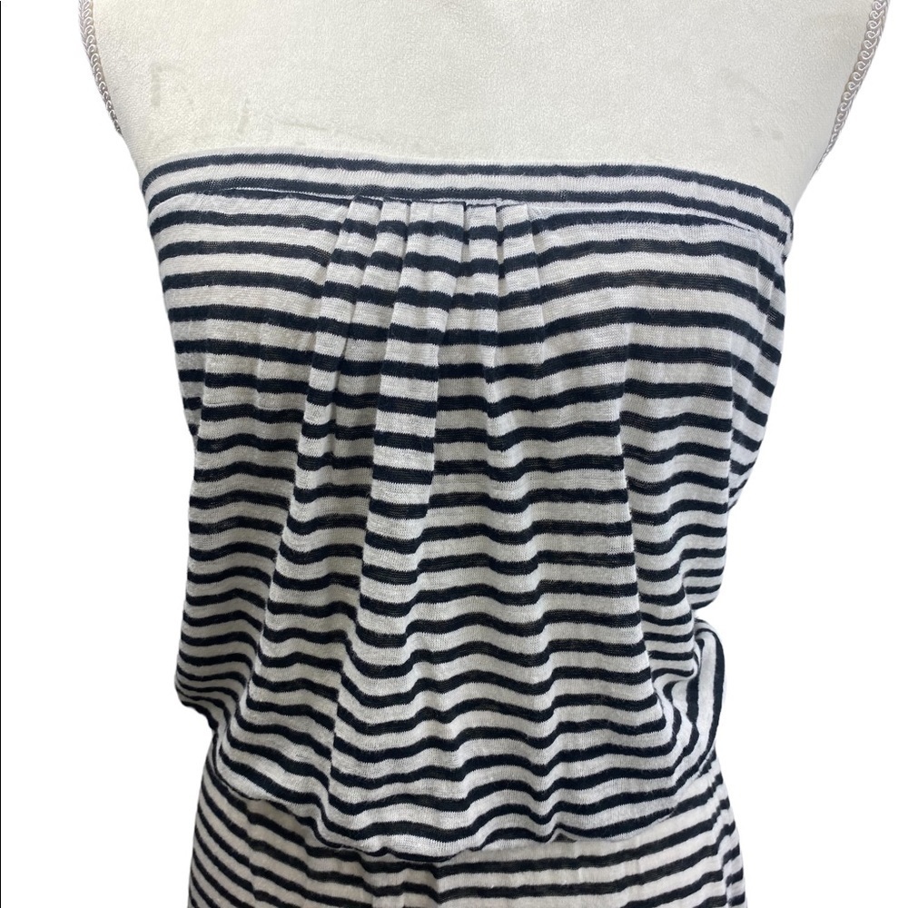 For Cynthia Black and White Striped Midi Dress